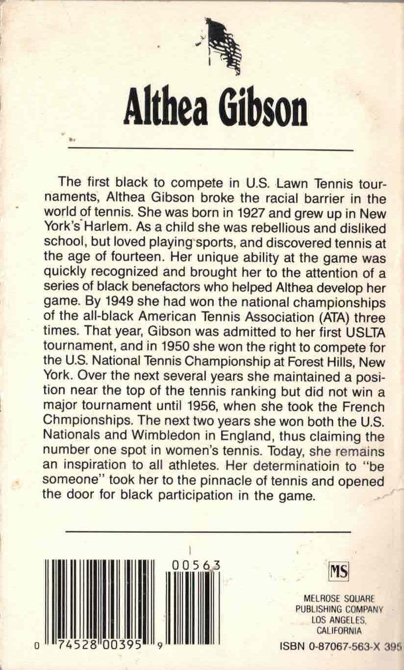 Althea Gibson - Tennis Champion by Tom Biracress, Holloway House Black American Series