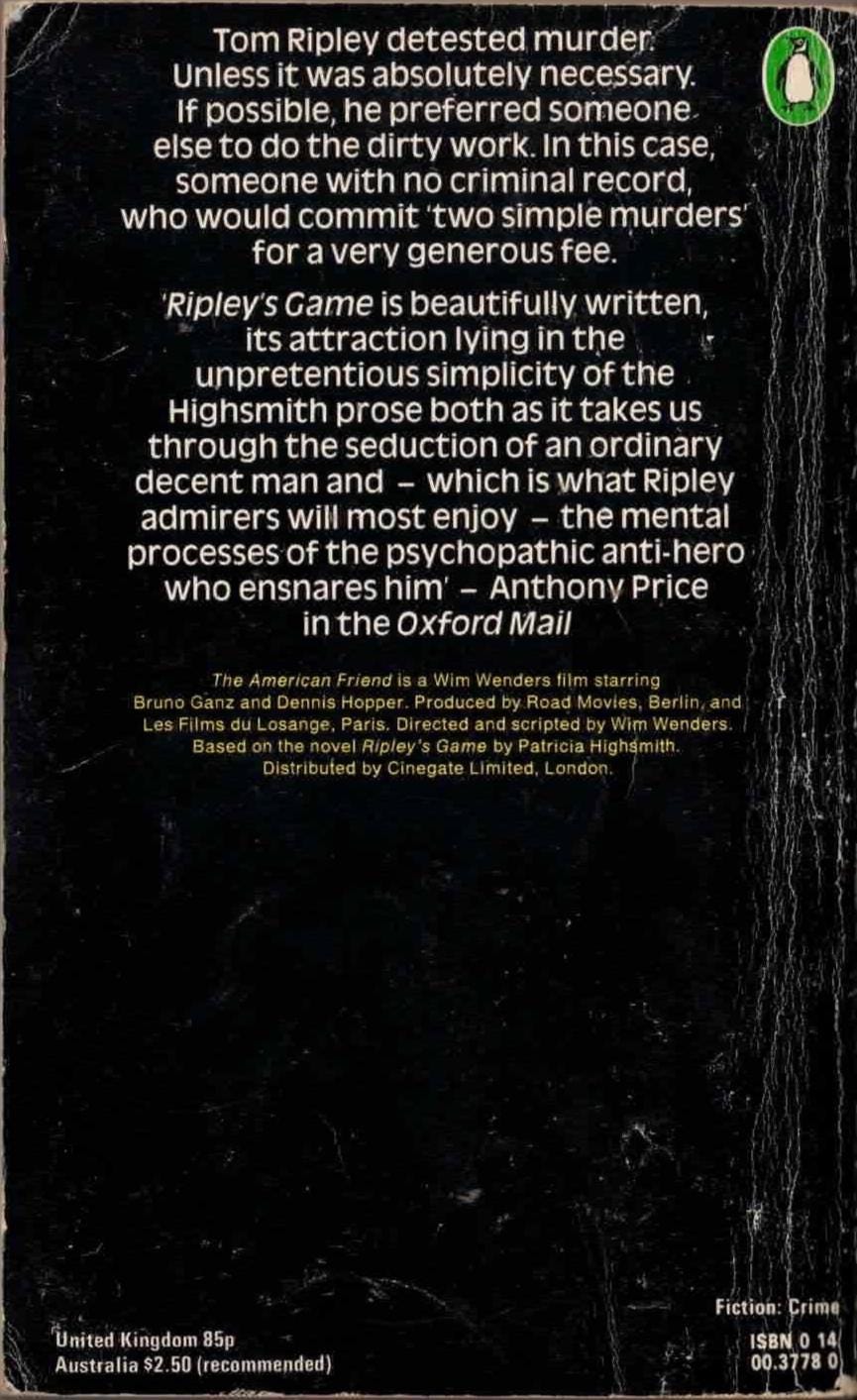 Ripley's Game by Patricia Highsmith (Movie Tie-In, Wim Wenders)