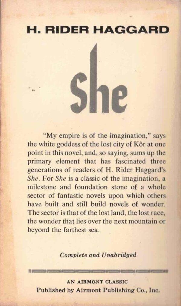 She by H. Rider Haggard / Airmont Vintage Paperback