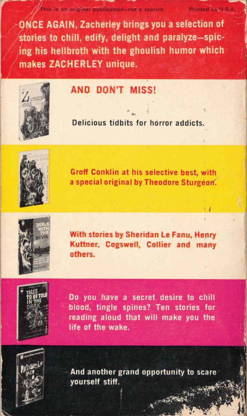 Zacherley's Vulture Stew by John Zacherle / Ballantine Horror Paperback Series