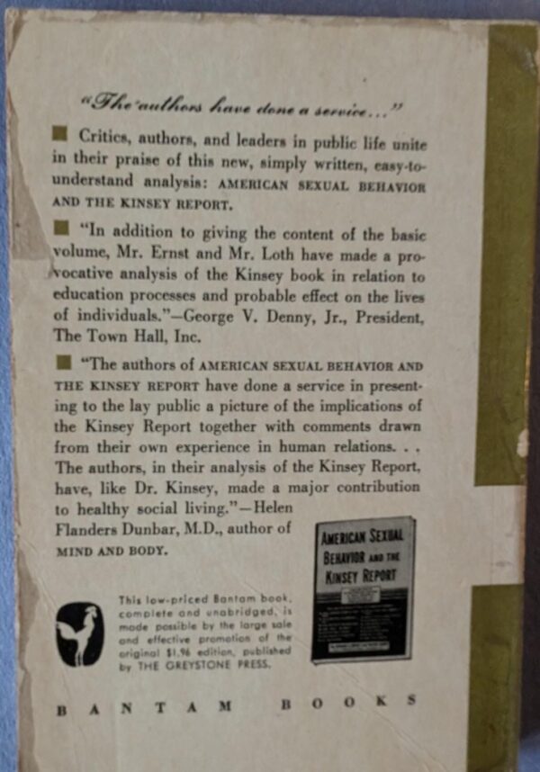 American Sexual Behavior and the Kinsey Report by Morris L. Ernst & David Loth