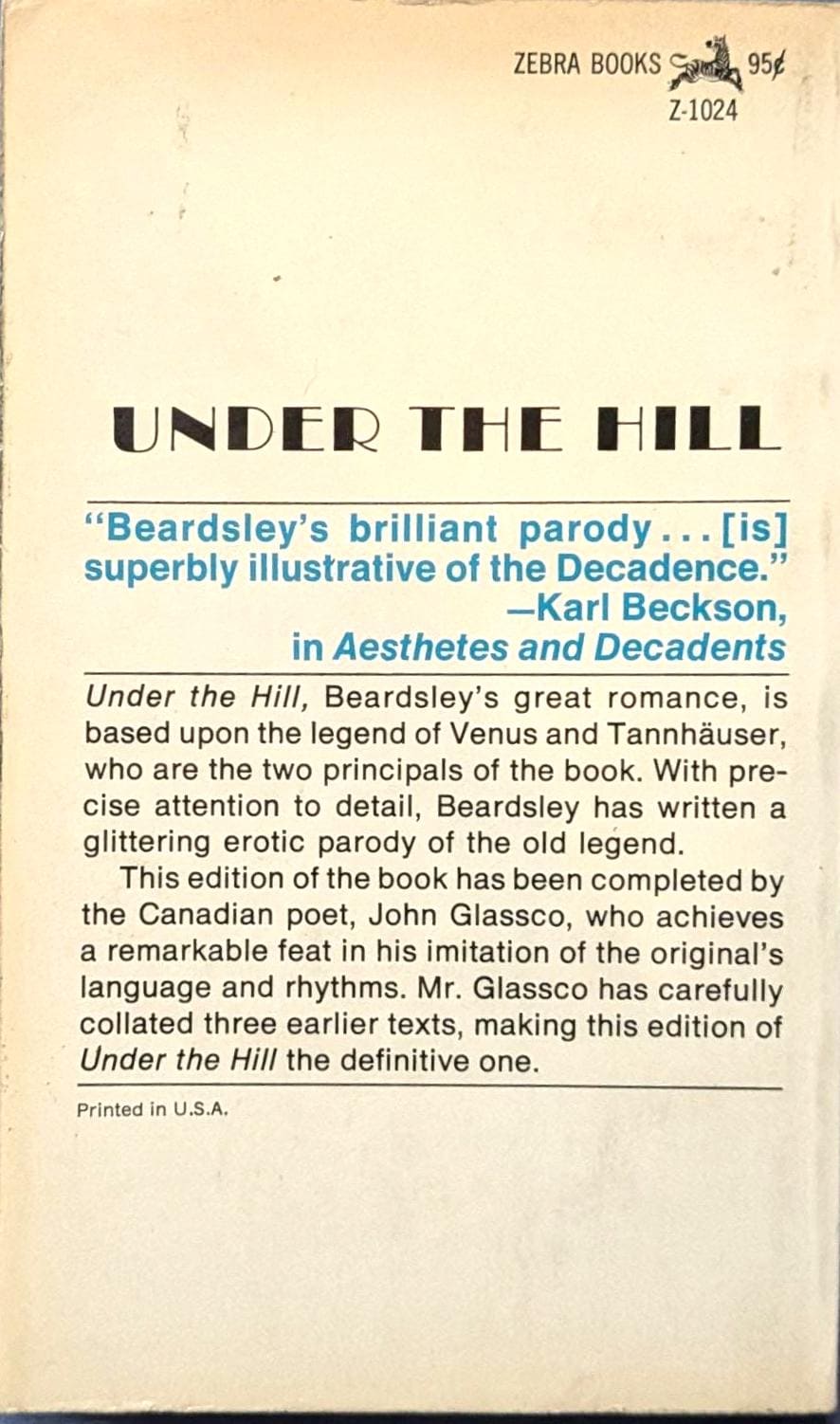 Under the Hill by Aubrey Beardsley & John Glassco // Vintage paperback