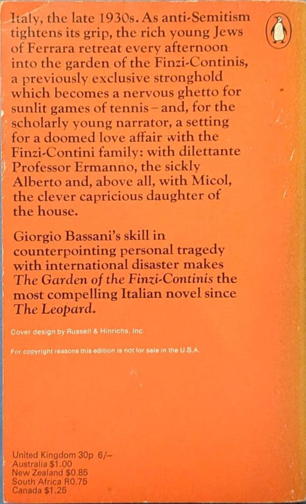 The Garden of the Finzi-Continis by Giorgio Bassani // Vintage Paperback